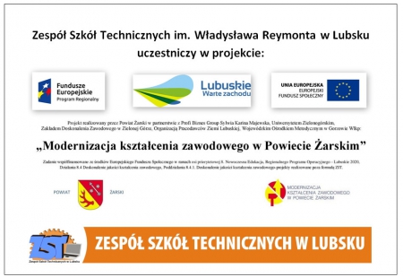 Projekt Modernizacja kształcenia zawodowego w ZST Lubsko
