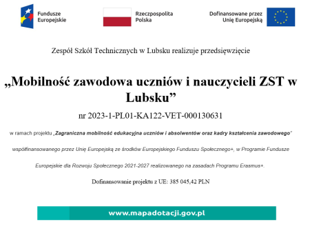 Projekt „Zagraniczna mobilność edukacyjna uczniów i absolwentów oraz kadry kszta...